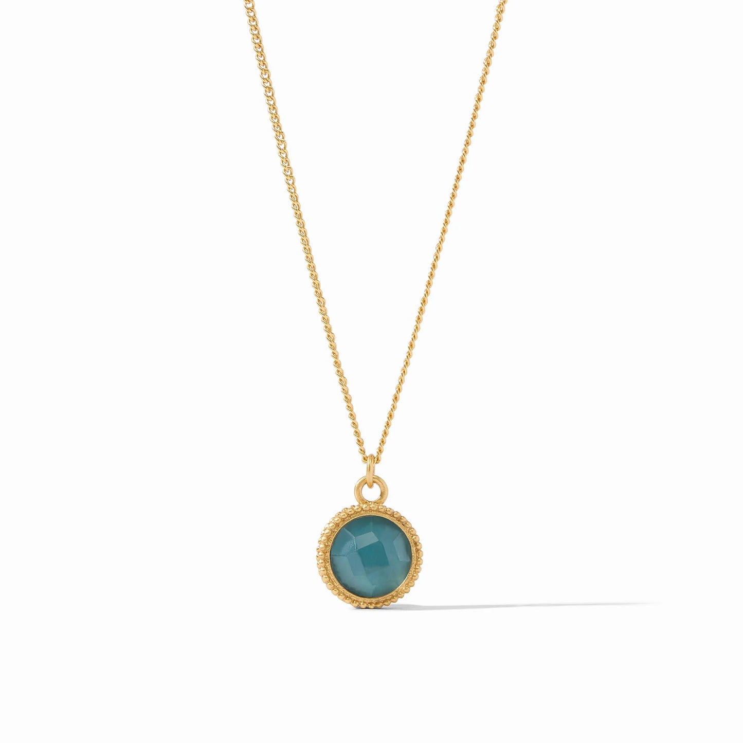 Fleur-de-Lis Solitaire Iridescent Chalcedony Blue Necklace