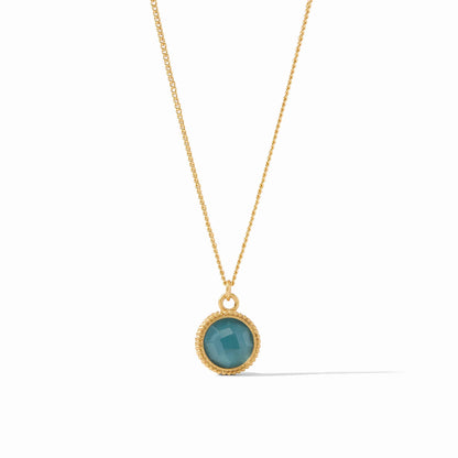 Fleur-de-Lis Solitaire Iridescent Chalcedony Blue Necklace