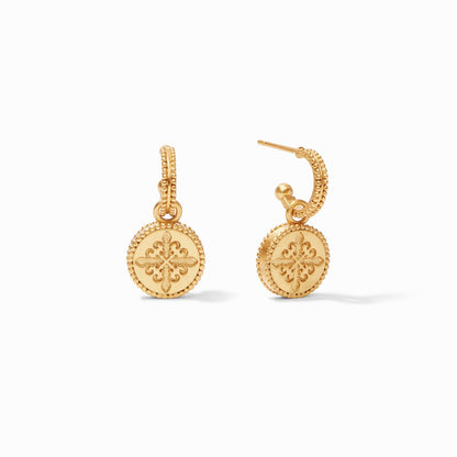 Fleur-de-Lis Hoop & Charm Iridescent Melon Earring
