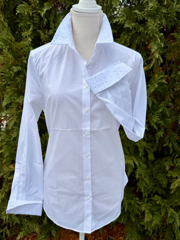 White w White Eyelet French Cuff