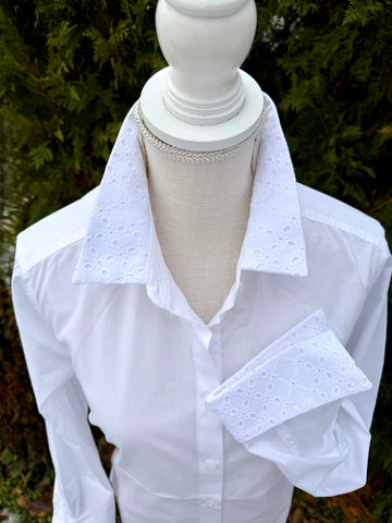 White w White Eyelet French Cuff