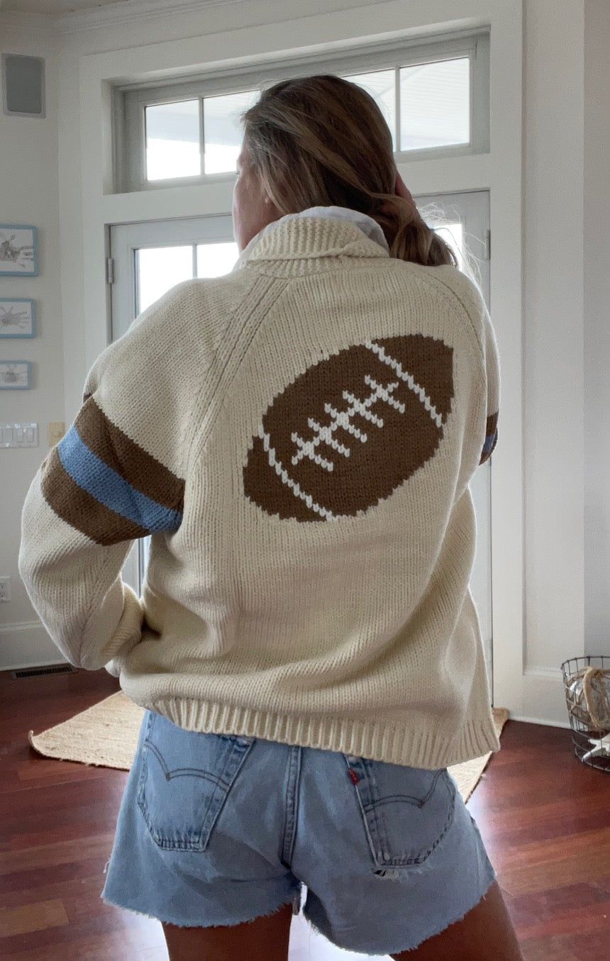 Cream Football Varsity Sweater