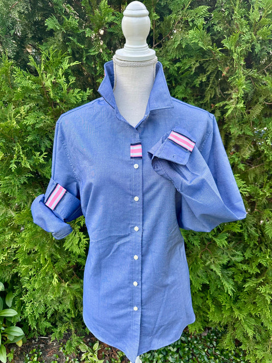 Blue Oxford Shirt - Pink and Blue Ribbon