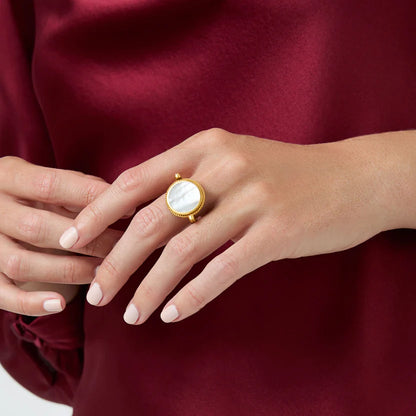 Coin Revolving Mother of Pearl Ring