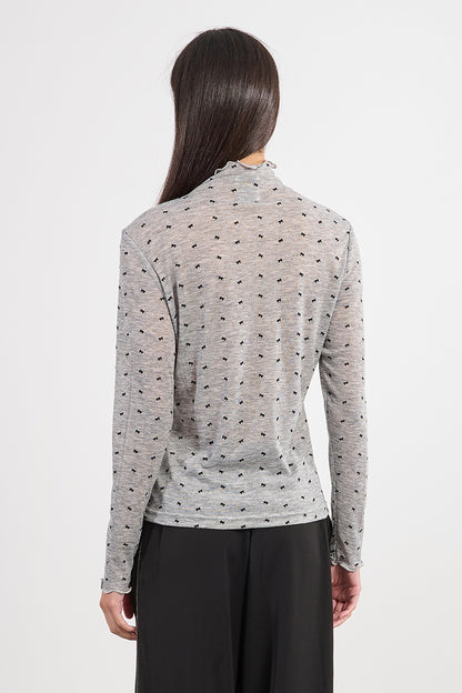 Grey Turtleneck With Bow Detail