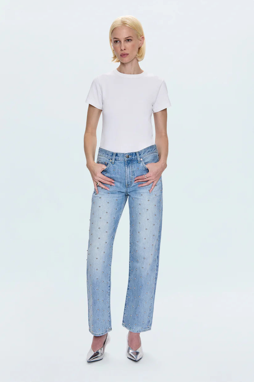 Lexi Mid Rise Bowed Jean - Studded