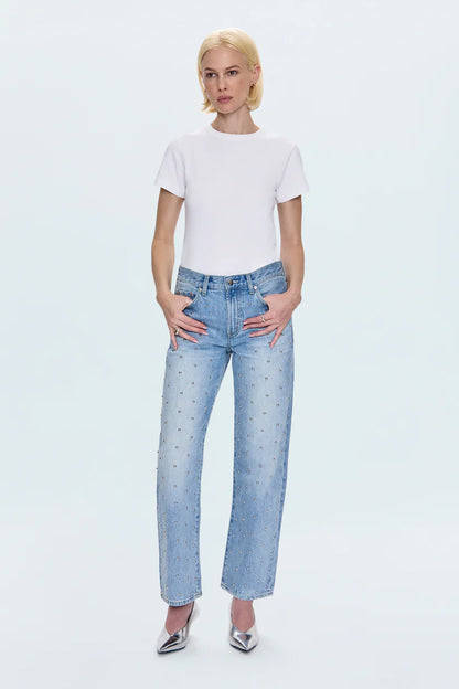Lexi Mid Rise Bowed Jean - Studded