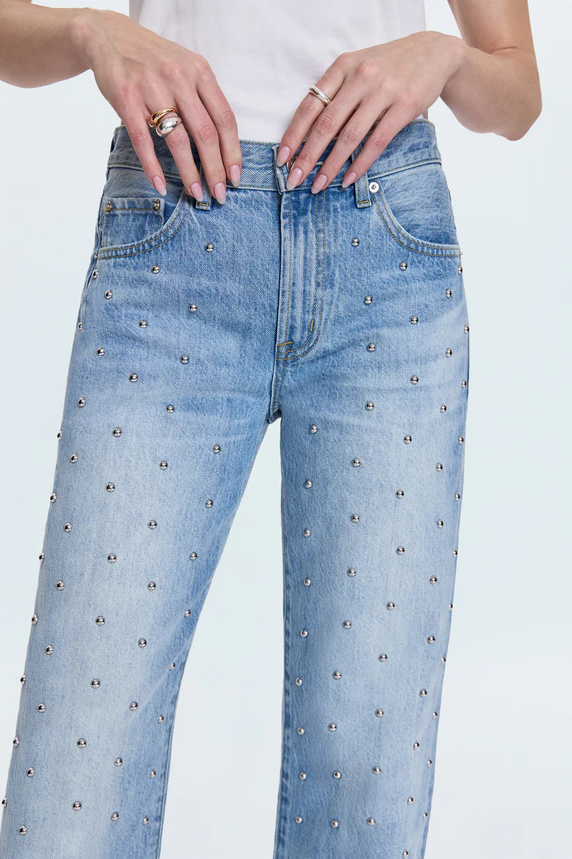 Lexi Mid Rise Bowed Jean - Studded