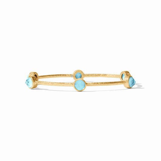 Milano Luxe Gold Bangle With Capri Blue Stones