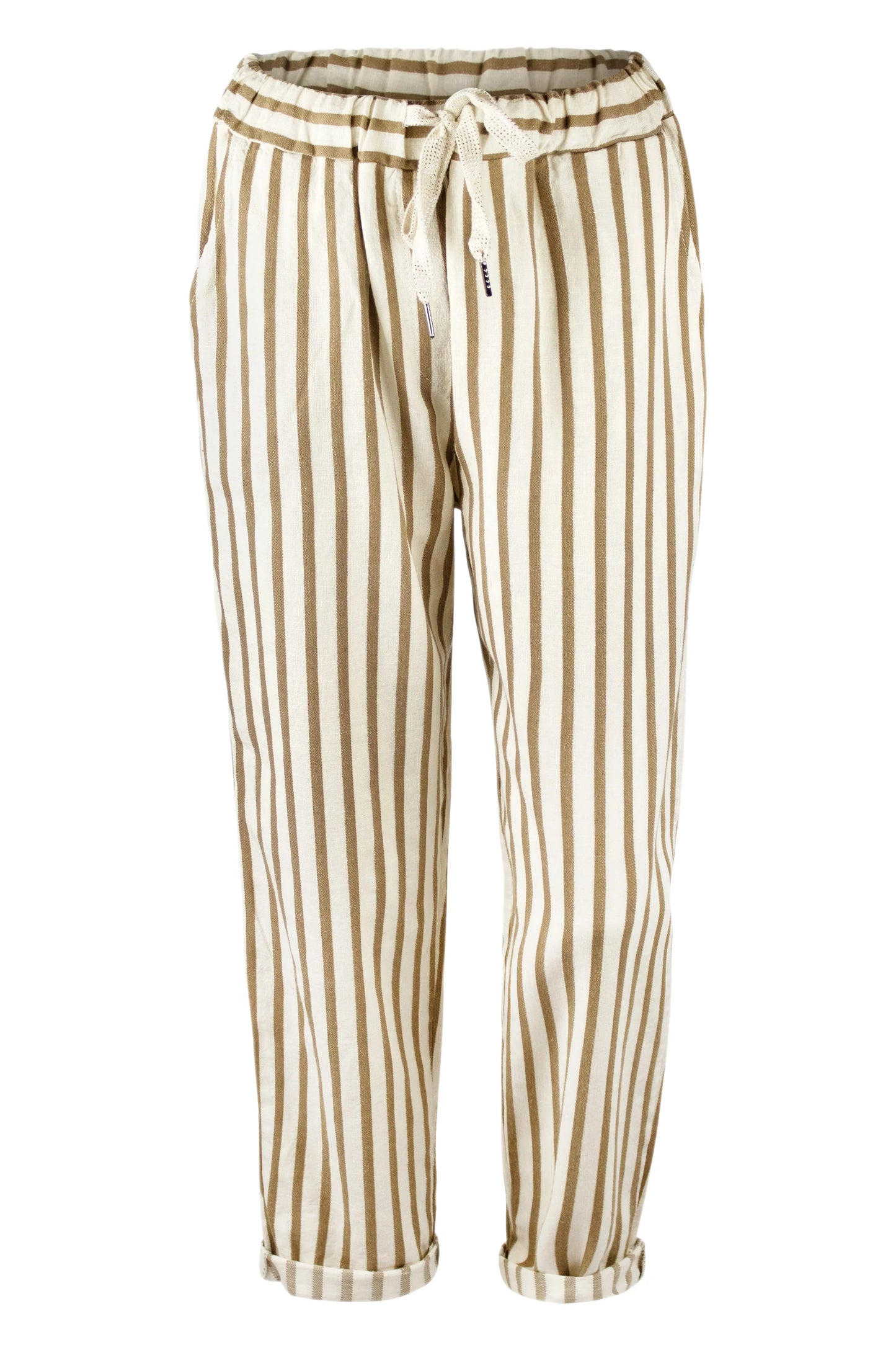 Brown and Beige Stripe Linen Naomi Pant