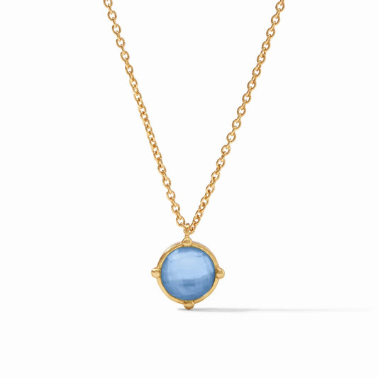 Honeybee Solitaire ridescent Chalcedony Blue Necklace