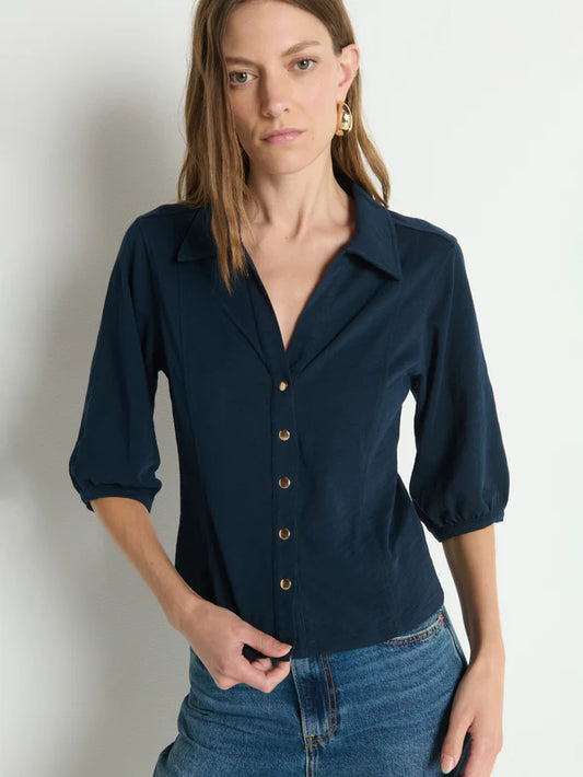 Navy Collared V-Neck