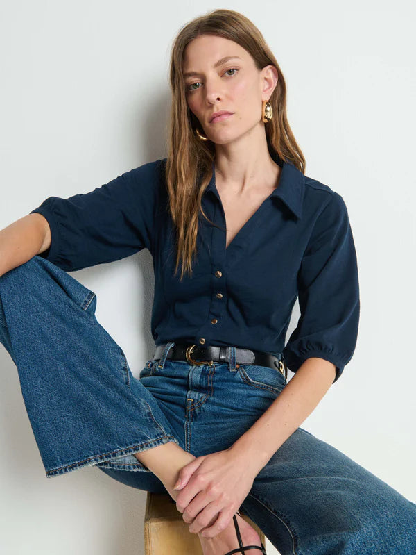 Navy Collared V-Neck