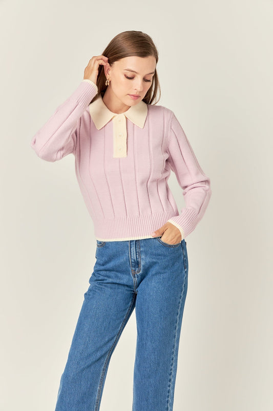 Lilac Polo Knit Sweater