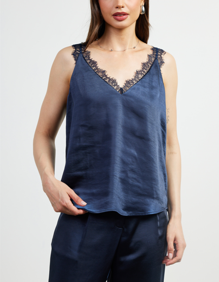 Navy Lace Trim Cami