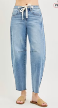 Ankle Barrel Jeans with Drawstring Waistband