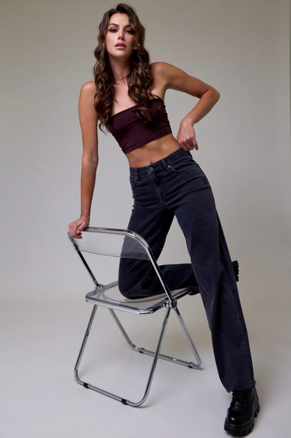 Charcoal Nori Wide Leg Jeans