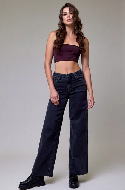 Charcoal Nori Wide Leg Jeans