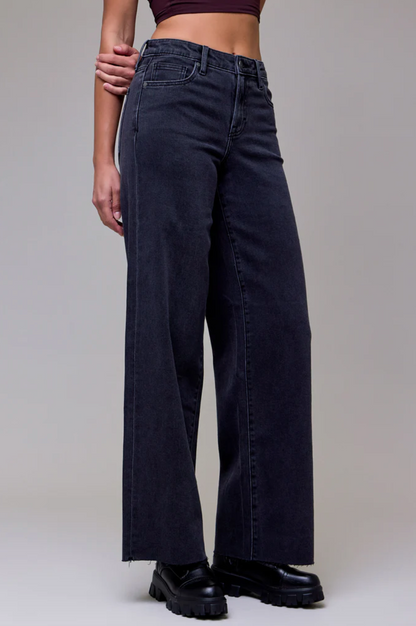 Charcoal Nori Wide Leg Jeans