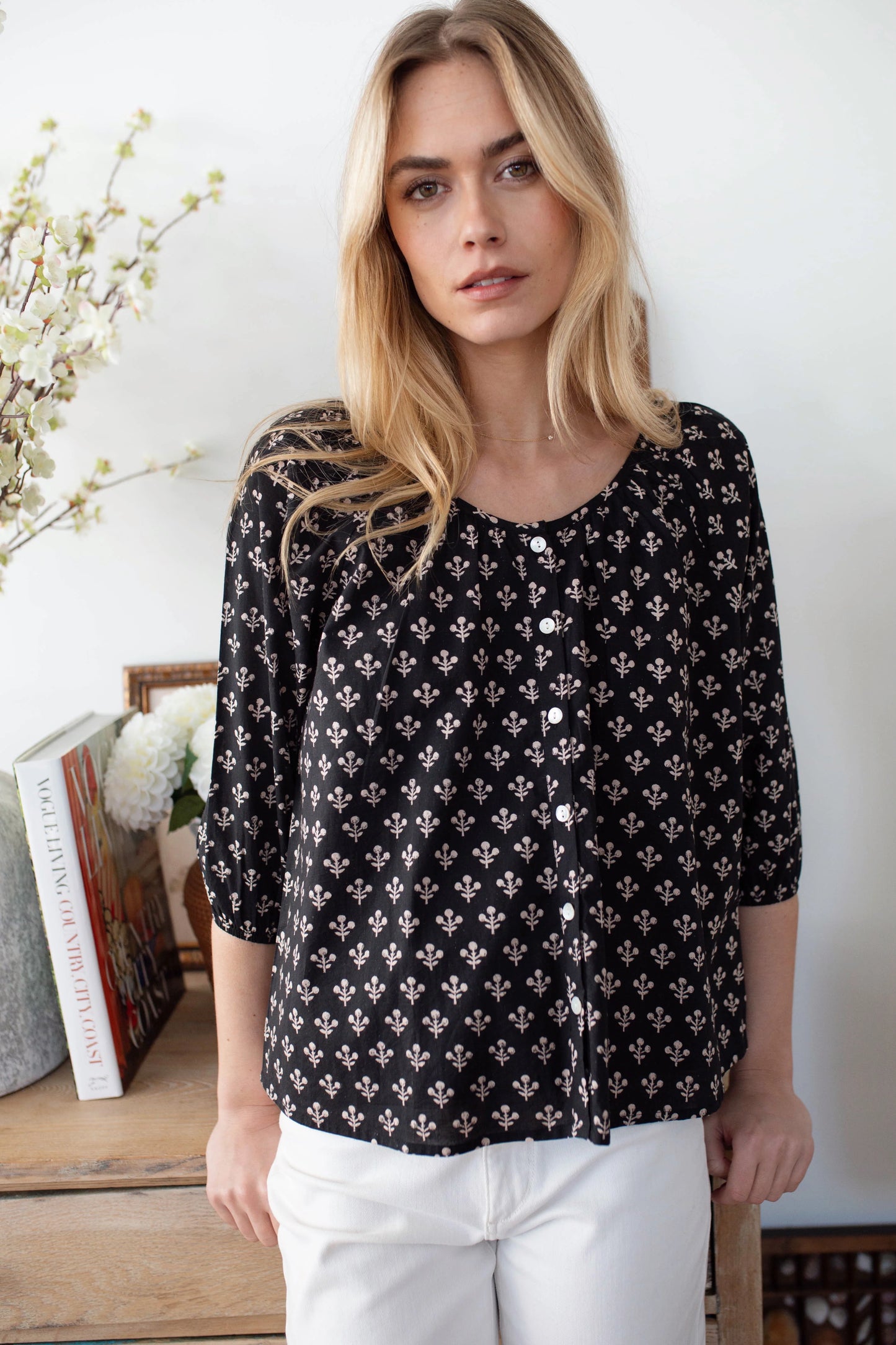 Sophie Top - Black Flower