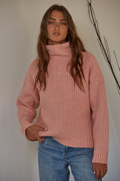 Pink High Neck Sweater