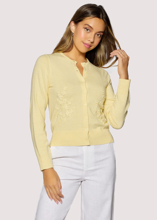 Yellow Embroidered Cardigan