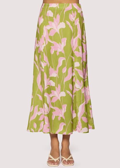 Green Floral Maxi Skirt