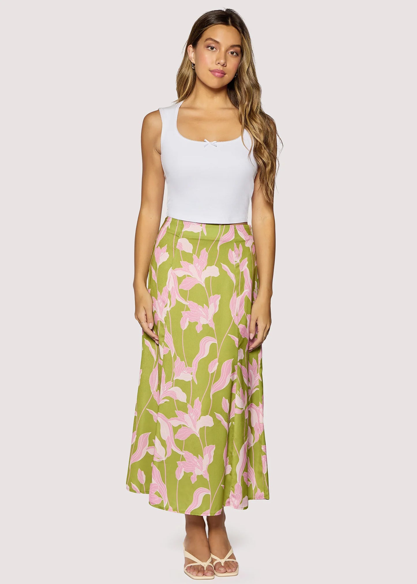 Green Floral Maxi Skirt