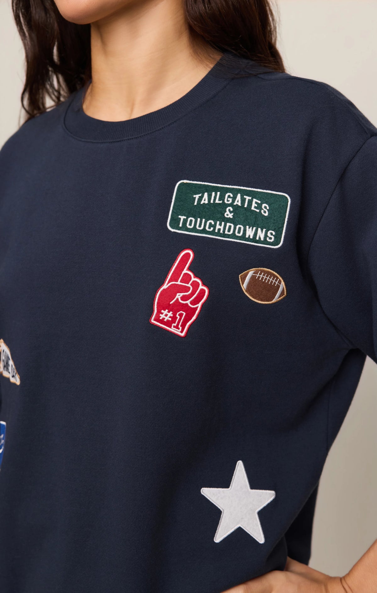 Navy Boyfriend Patch Sweatshirt