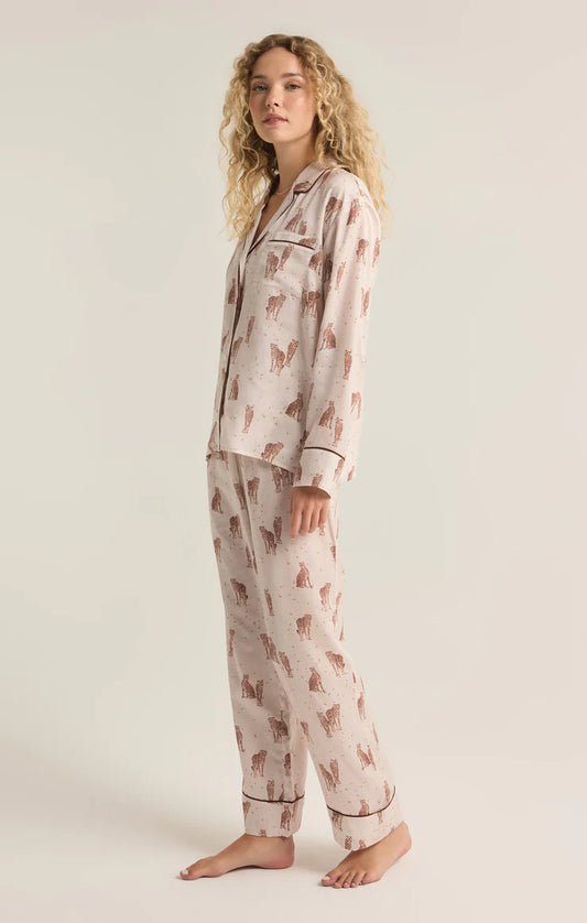 Dreamer Cheetah Satin Pajama Set