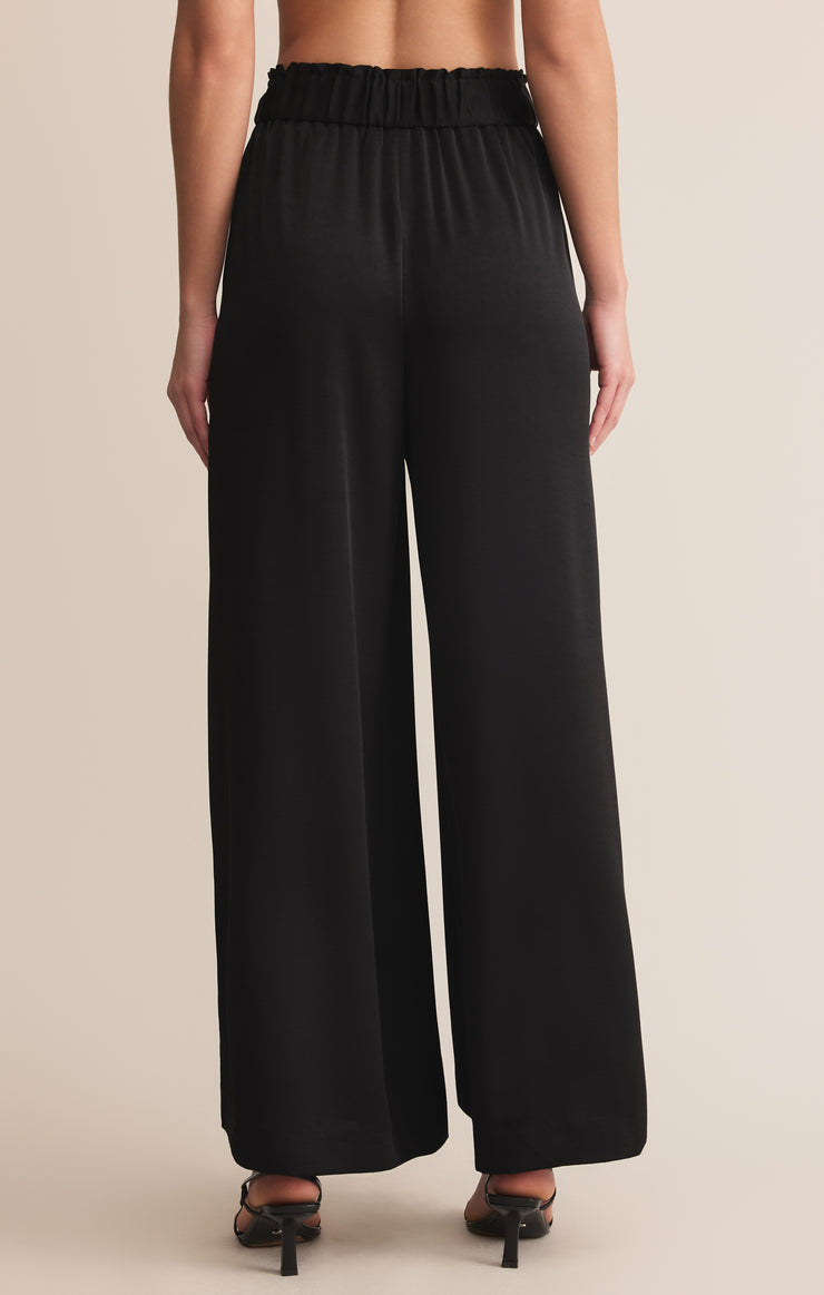 Black Isolde Wide Leg Satin Pant