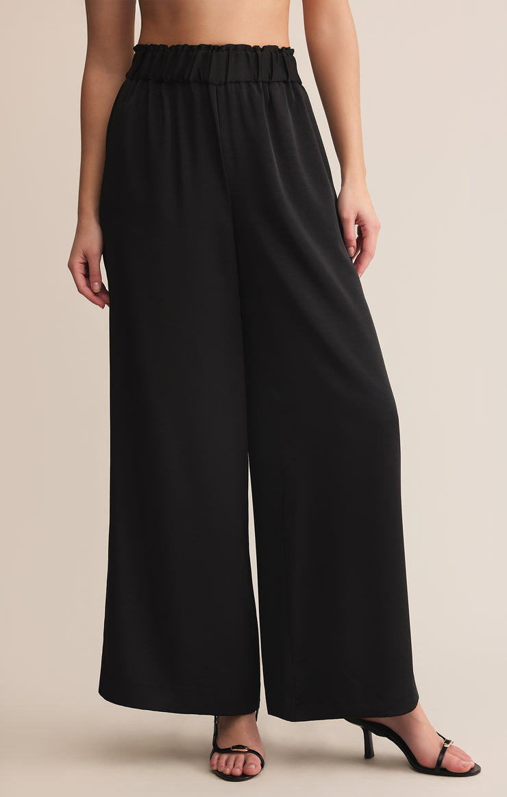 Black Isolde Wide Leg Satin Pant