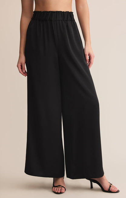 Black Isolde Wide Leg Satin Pant