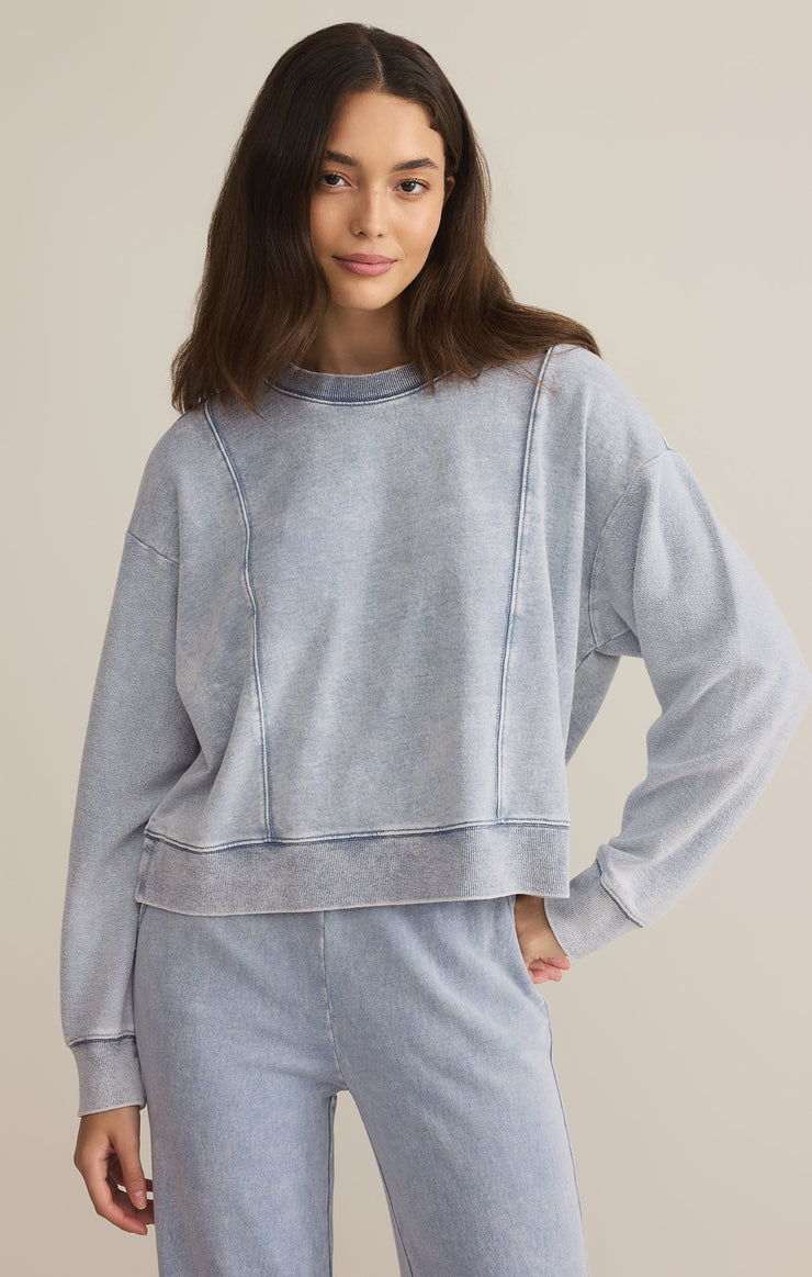 Lax Knit Denim Sweatshirt