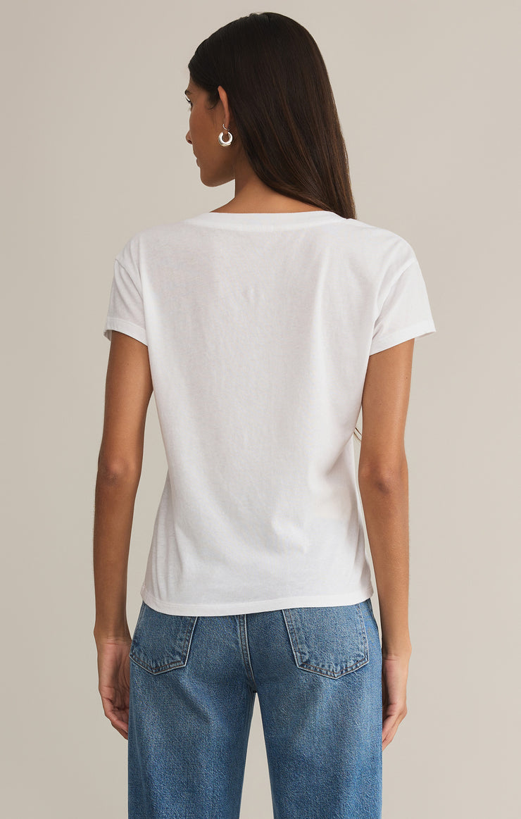 WHITE MODERN V-NECK TEE