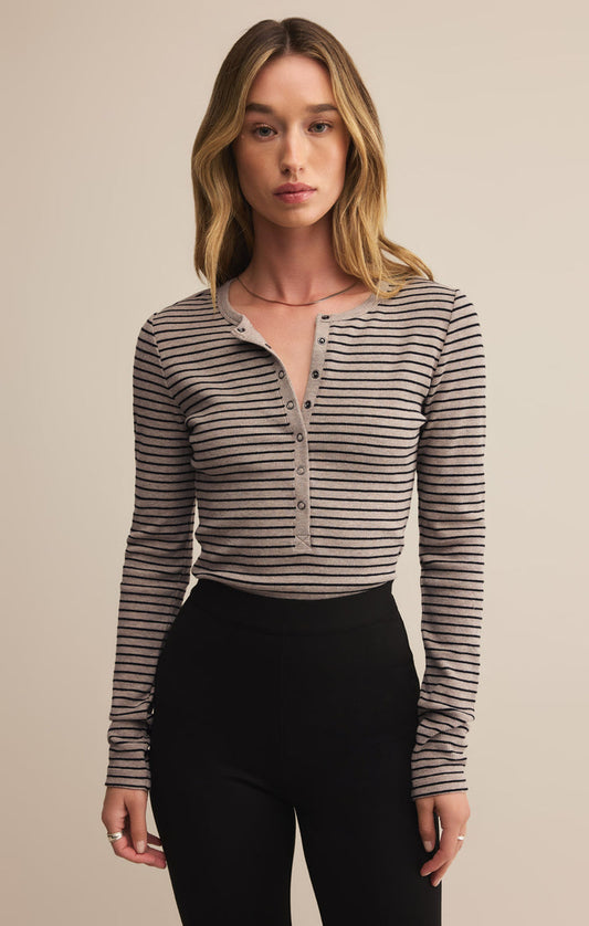 Stella Striped Modal Rib Henley