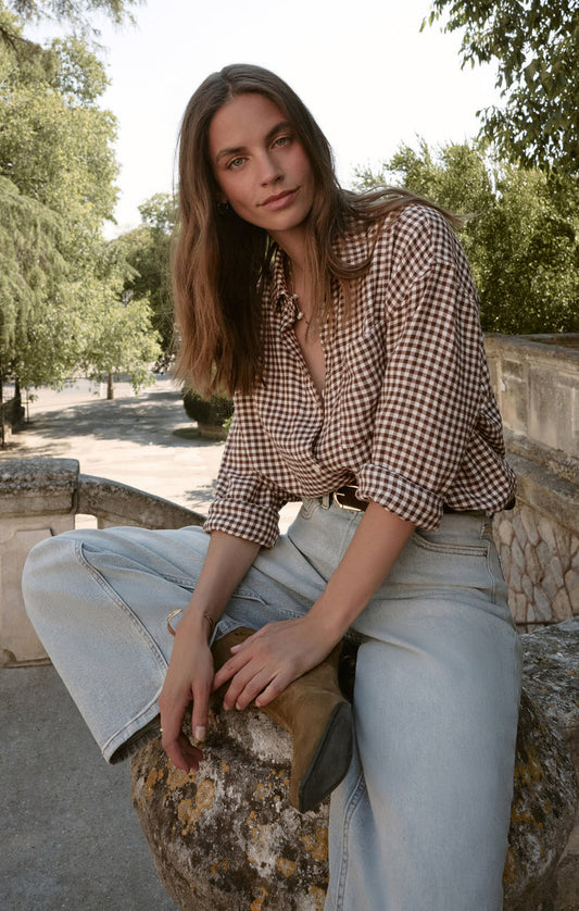 Brown River Plaid Button Up