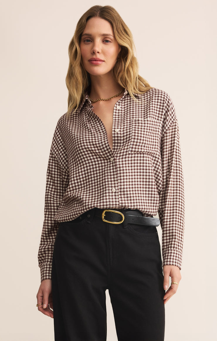 Brown River Plaid Button Up