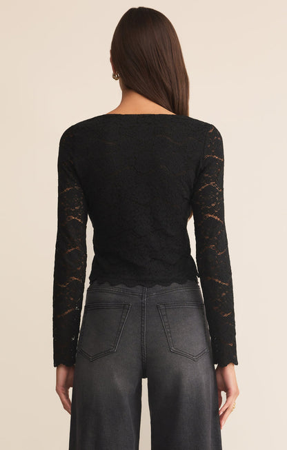 Black Aurora Lace Cropped Top