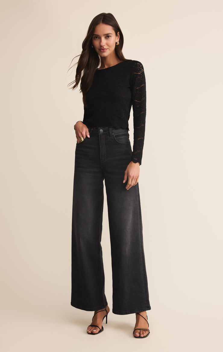 Black Aurora Lace Cropped Top