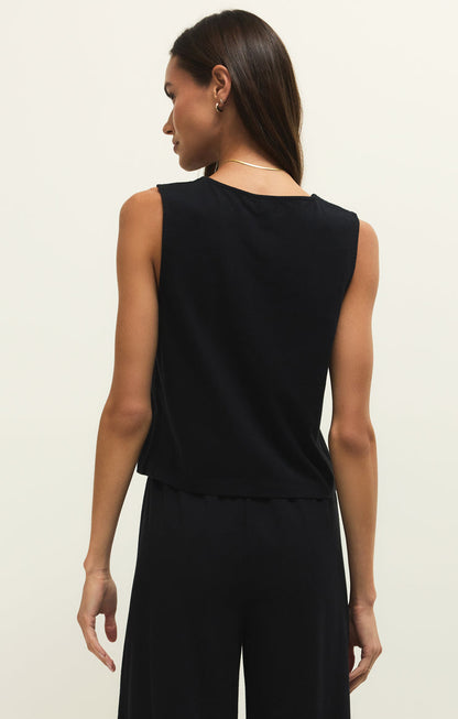 Black Sleeveless V-Neck