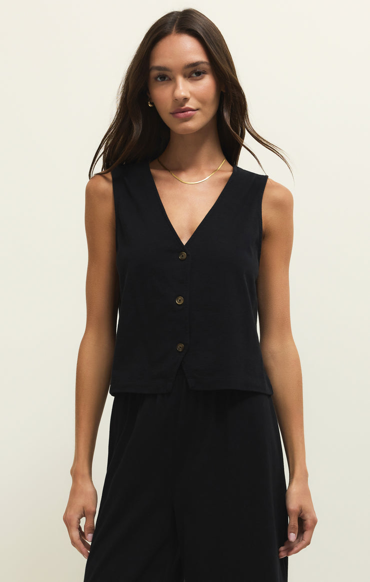 Black Sleeveless V-Neck