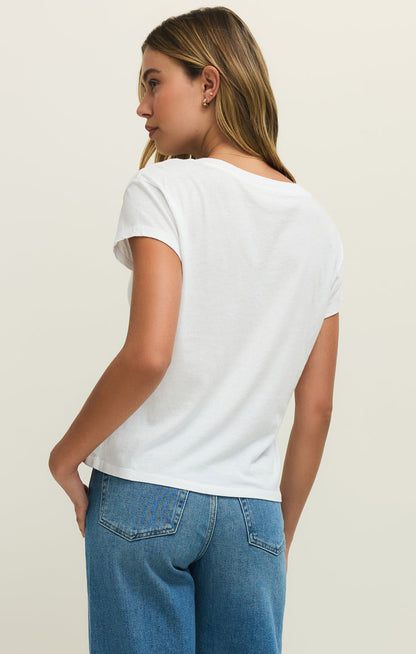 White Modern V- Neck Tee