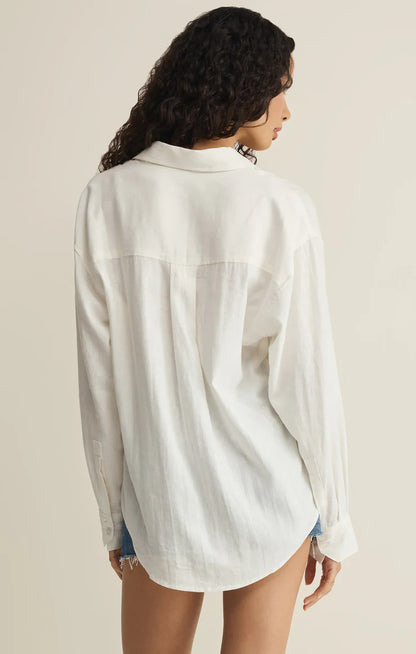White Signature Linen Button Up
