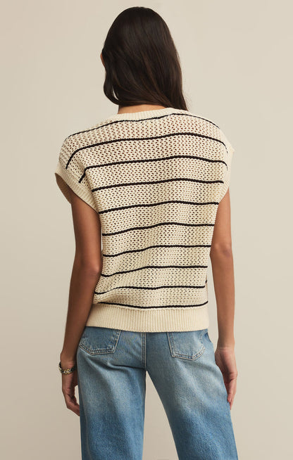 Ines Striped Crochet Sweater Top