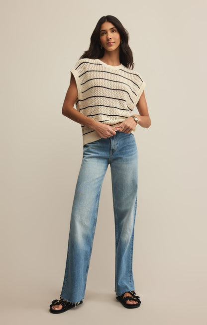 Ines Striped Crochet Sweater Top