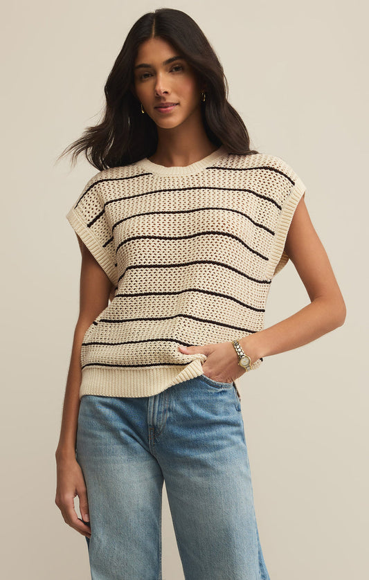 Ines Striped Crochet Sweater Top