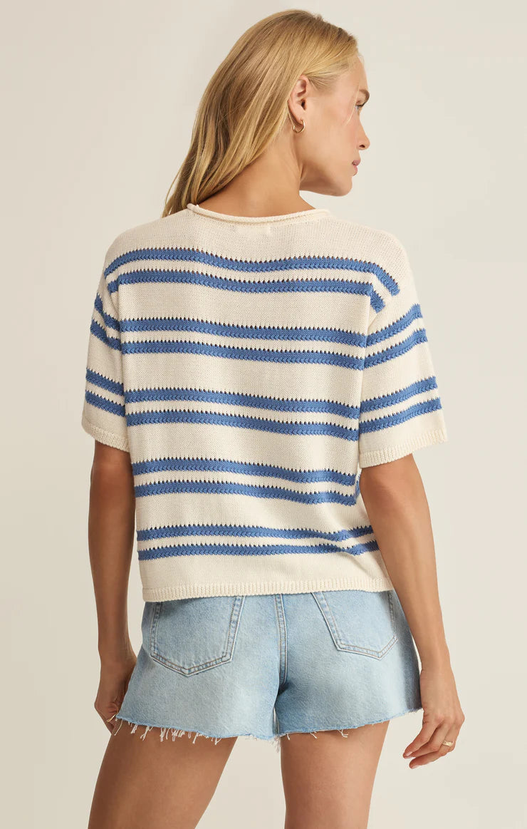 Lake Blue Stripe Sweater Tee