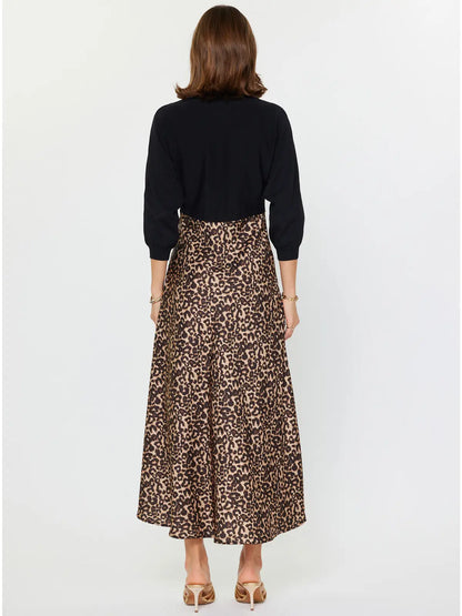 Leopard Mixed Media Midi Dress