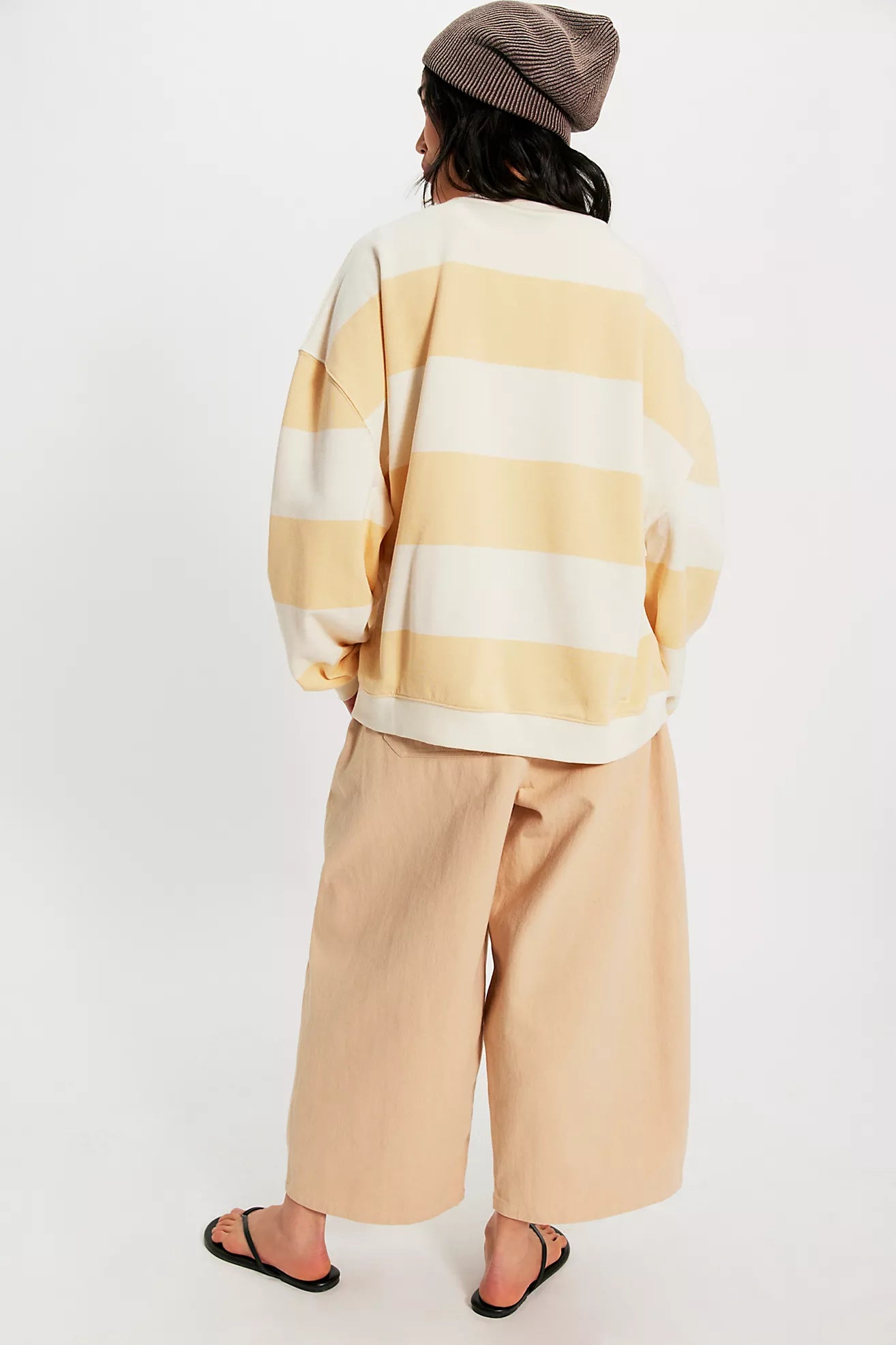 Striped Crewneck- Apricot and Cream